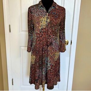 NWT MSK Spice Shift 1/4 Zip Dress Women’s Size Medium Colorful Boho Print